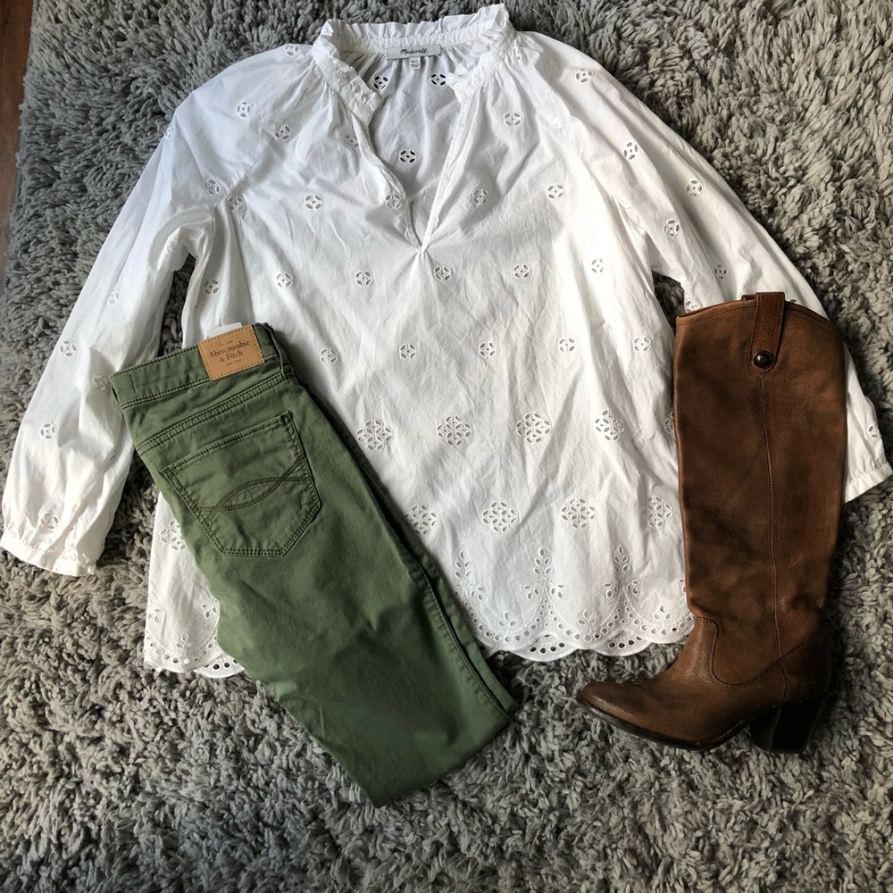 Madewell Eyelet Blouse XXS in White - Picture 3 of 3